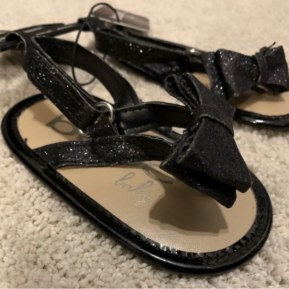 NWT Bebe Black Ankle Strap Sandals Baby Girls Size 9-12M